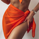 2021 Sexy Women Chiffon Swimwear Pareo Scarf Cover Up Wrap Kaftan Sarong Beach Wear 18 Color Bikinis Cover Ups Sexy Skirts