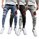 Wholesale 2020 Slim-Fit Ripped Holes New Men's Painted Paint Jeans Patch Beggar Little Feet Pants Jumbo Size S-3xl