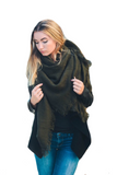 Warm Olive Open Weave Square Scarf / Blanket