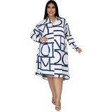 GQ3134 Plus Size Fall Women Clothing Printed Shirt Dress New Plus Sizes Women Clothing Casual Plus Size Women Clothing