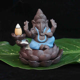Creative Environmental Home Office Decor the Little Monk Censer India Lord Ganesha Ack-Flow Ceramic Incense Burner