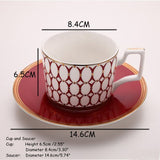 Ceramics Flat Plate Bone China Cup Saucer Set Red Platter Tableware European Style Western Dinner Dishes Coffee Cup Set 1pcs