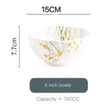 Nordic Creative Bronzing White Gray Marble Pattern Ceramic Tableware Set