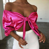 Bow Tie Off Shoulder Sexy Crop Top