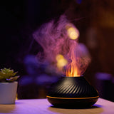 Newest RGB Light Flame Aroma Diffuser 130Ml 3d Colorful Flame Humidifier Fire Volcano Diffuser