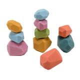 Baby Educational Toy Jenga Wooden Rainbow Stone Stacking Game