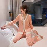 2021 Spring Women's Pajamas Set New Luxury Style Fashion Cross Letter Print Sleepwear Silk Like Leisure Home Clothes Nightwear