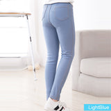 SheeCute New Spring Summer Fashion Girls Pencil Knit Imitation Denim Fabric Jeans
