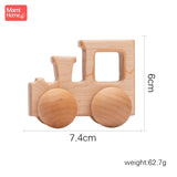 1pc Baby Toys Wooden Car BPA Free Beech Wood Teether Cartoon Organic Wooden Car Montessori Toys for Children Teething Nurse Gift