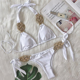 New Patchwork Halter Knitted Bikini Women Swimwear Female Swimsuit Two-Pieces Bikini Set Brazilian Bather Bathing Suit Swim Lady