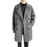 Everland OEM Coat Mens Double Breasted Windbreaker Long Style Woolen Overcoat Blouses Male Winter Fashion Wear