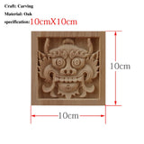 Chinese Dragon and Phoenix Mascot Unpainted Retro Line Wood Decals