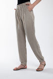 Striped Linen Pants With Elastic Legs