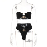 New Arrival Sleeveless Tube Top 2 Piece Bikini Beach Wear Women Clothing