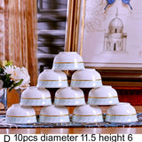 10pcs/Set Chinese Dining Room Ceramic Tableware  4.5*inch Deep Jingdezhen Bone China Porcelain Dinnerware Rice Bowl Ceramic Bowl