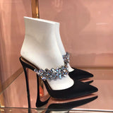 New Women Sandals Shining Crystal Heel Women Sexy High Heels Summer Sandals Slipper Shoes