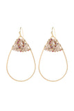 Hde3070 - Open Teardrop With Rondelle Beads Earrings