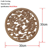 Chinese Dragon and Phoenix Mascot Unpainted Retro Line Wood Decals