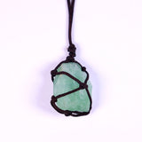 Natural Crystal Quartz Necklace Pocket Pendant with Weave Rope Net
