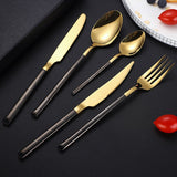 Spklifey Dinnerware Gold Spoon Cutlery Set Fork Spoon Steel Cutlery Set Steak Knife Stainless Steel Cutlery Dinnerware Set