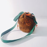 Korean Shopping Bag Polar Fleece Kids Shoulder Bags Organizer Small Stuff Storage Pouch Storage Draw String Organization