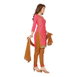 Glaze Cotton Fabric Pink Color Dress Material