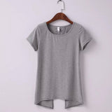 Sexy Brandy Melville AA Style Harajuku Camiseta Soft Back Slit Pullover T-Shirt Women Short Sleeve Tee dames kleding Top 3 Color