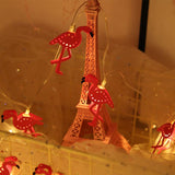 HobbyLane Pink Iron Flamingos Shape Battery Powered Garden String Light Christmas Holiday Party Girl Room Decoration