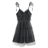 AltGirl Dark Gothic Elegant Dress Women Emo Alt Vintage Mesh Patchwork