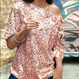 Sleeveless Solid Color Slanting Shoulders T-Shirt for Women
