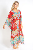 Ayaka Peacock Floral Maxi Kimono Style Dress - shopwishi 
