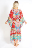 Ayaka Peacock Floral Maxi Kimono Style Dress - shopwishi 
