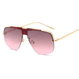 Hot Sale Irregular Mirror Sunglasses Men Half Metal Frame Sun Glasses Women Rimless UV400 Driving Gafas de sol Male