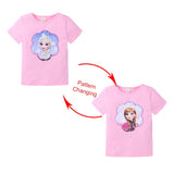 Kids Girls T shirts Summer Elsa Sequins For Spiderman T shirt Face Change Boys T Shirts New Children Tops Shirt Clothes 2-8Yrs