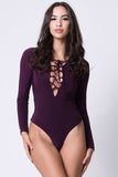 LACE UP HOODIE SOLID BODYSUIT