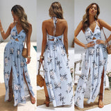 Women Maxi Long Dress Holiday Summer Evening Party Beach Slit Spilt Sundress Woman Ladies Sleeveless Dresses