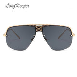 Hot Sale Irregular Mirror Sunglasses Men Half Metal Frame Sun Glasses Women Rimless UV400 Driving Gafas de sol Male