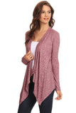Women's Ribbed Cardigan Short Draped Open Front