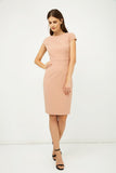 Solid Colour Dress with Cap Sleeves Old Rose Color
