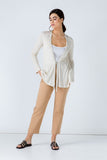 Sand Open Front Linen Cardigan