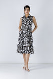 Black Print Dress with Belt