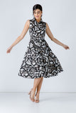 Black Print Dress with Belt