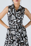 Black Print Dress with Belt
