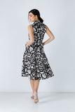 Black Print Dress with Belt