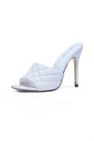STITCH SQUARE STILETTO SANDAL-WHITE