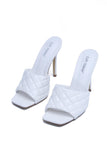 STITCH SQUARE STILETTO SANDAL-WHITE