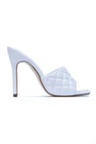 STITCH SQUARE STILETTO SANDAL-WHITE