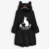 Womail Hoodie Sweatshirt Womens winter Fleece Cat Ear Long Pocket loose Casual Hooded Feminine Oversize Sweatshirt Plus Size