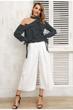 One shoulder polka dot blouse shirt Ruffle lantern sleeve vintage chiffon blouse Sexy bow women summer blouses