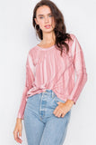Tie-dye Print High-low Long Sleeve Top - shopwishi 